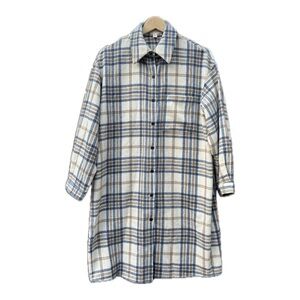 The Korner Jacket Sweater Beige Blue Long Button Up Fall Autumn Ladies Small